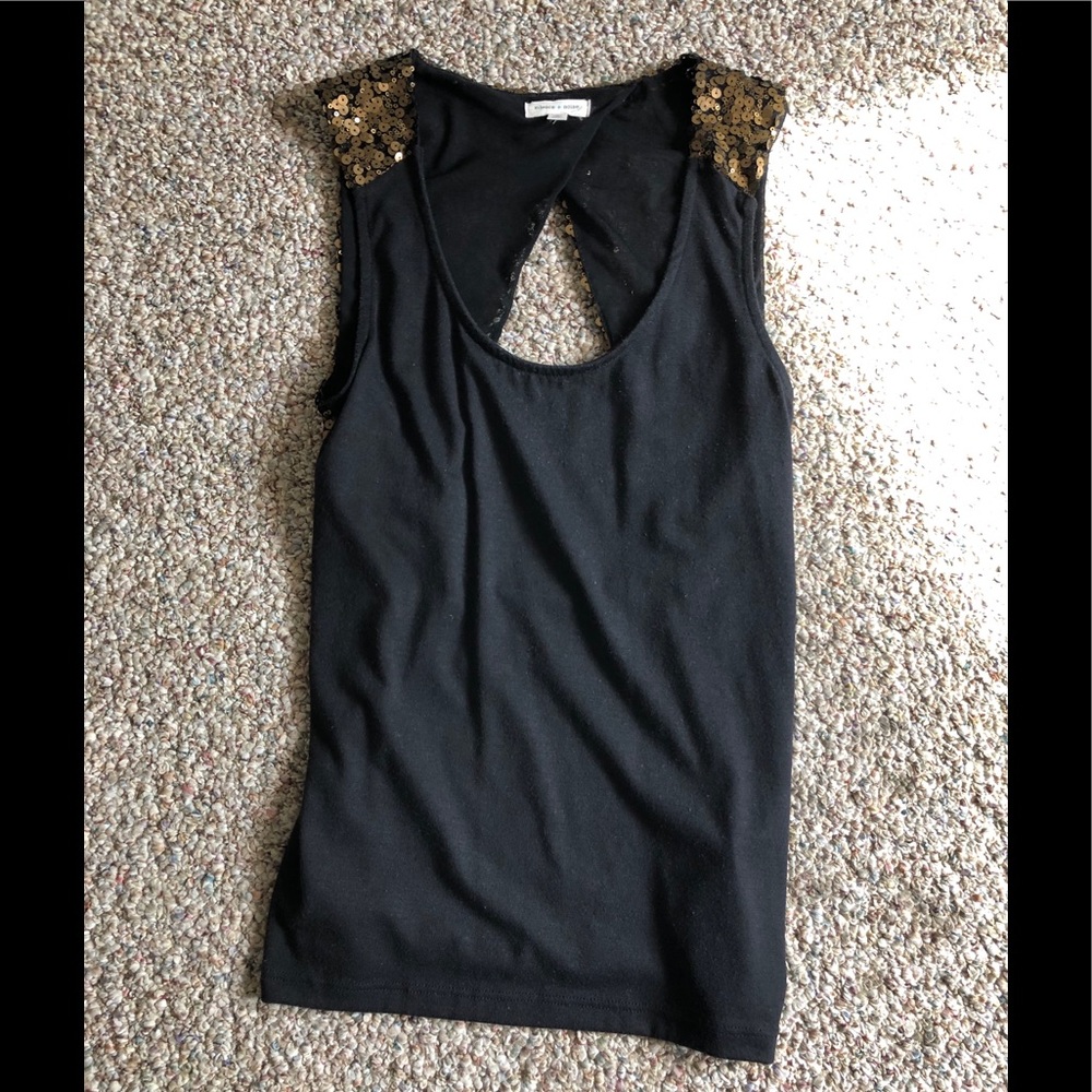 Black open back gold sequin Silence and Noise XS